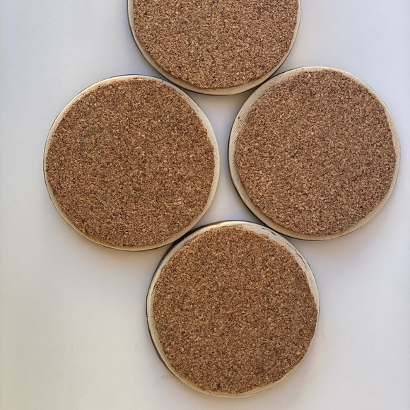 Handmade Ceramic Pottery Coasters with Crushed Glass/Crystal Center - Picture 4 of 9